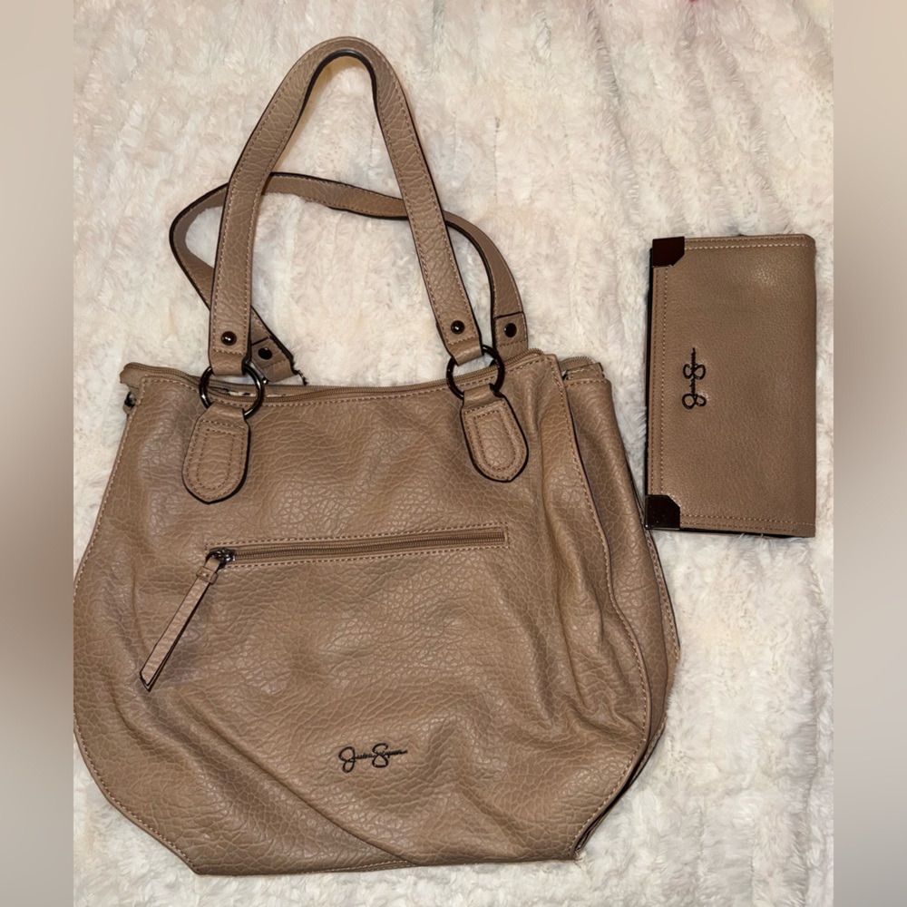Jessica Simpson Tan Shoulder Bag and Wallet Set